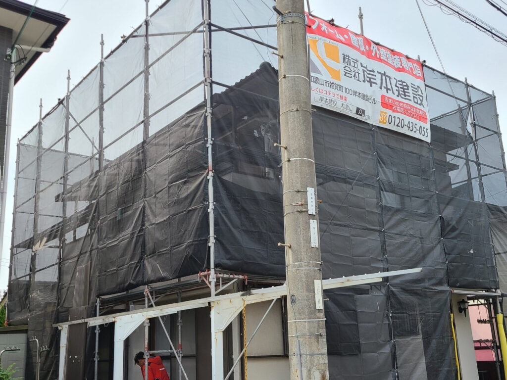 和歌山市古屋 一戸建て住宅の塗装用足場組立