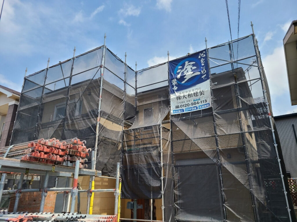 和歌山市松江東 一戸建て住宅の塗装用足場組立